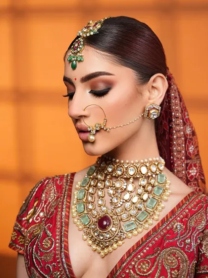 The soft glow and intense eyes create a look of timeless beauty.