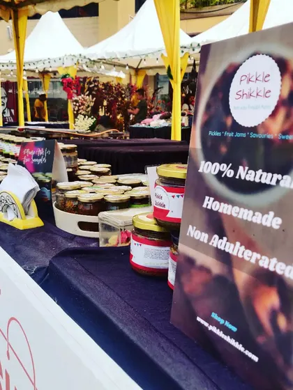 Our stall at Phoenix Marketcity, ready for the crowd. We always bring a wide range of pickles for everyone to try.
