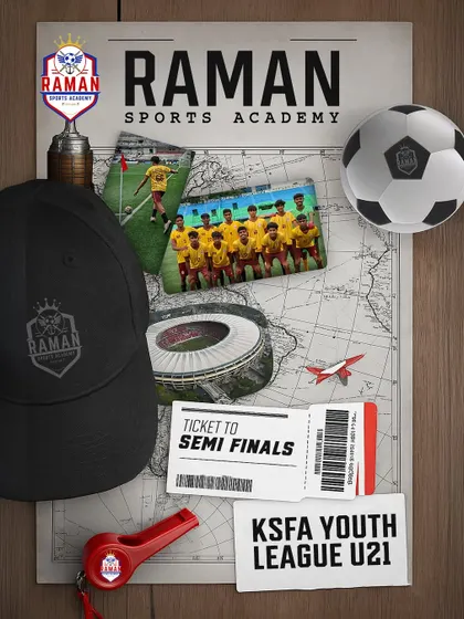 A creative graphic celebrating our U21 squad's ticket to the KSFA Youth League Semi-Finals.