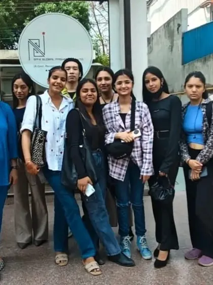 Our fashion design students pose for a photo outside the Savi Fashion Apparel export house after their insightful visit.