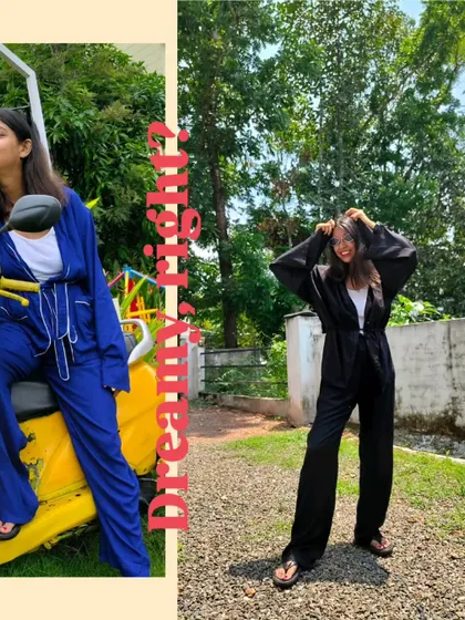 A collage from my Munnar trip, featuring two different co-ord sets. I love versatile sets like these for travel because you can mix and match them easily.