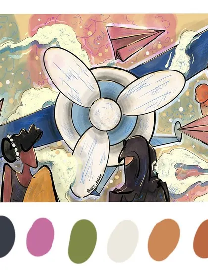 "Udaan," a digital mural design I created for an assignment, inspired by the dream of flight and the diversity of India.
