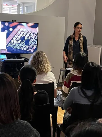 Our founder, Padmini Govind, during a presentation at Parsons School of Design. Sharing our story with students and faculty is a wonderful way to inspire future collaborations.