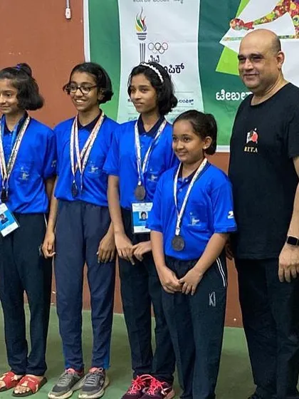 Our girls' team with their bronze medals at the Mini Olympics.
