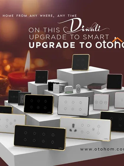 On this Diwali, we encourage you to upgrade to a smarter home. This festive graphic showcases our range of smart switches, perfect for lighting up your home with joy and convenience.