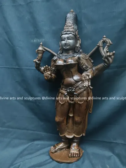 The wax model of Goddess Bhuvaneswari, one of the ten Mahavidyas or great wisdom goddesses. Her standing form is sculpted with a gentle smile and hands holding the goad and noose.
