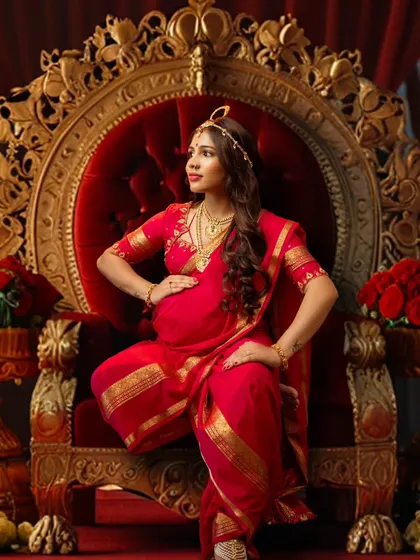 This isn’t just a photo, it’s a celebration of motherhood, strength, and timeless beauty. A queen in her own right, she sits gracefully, embracing her journey.