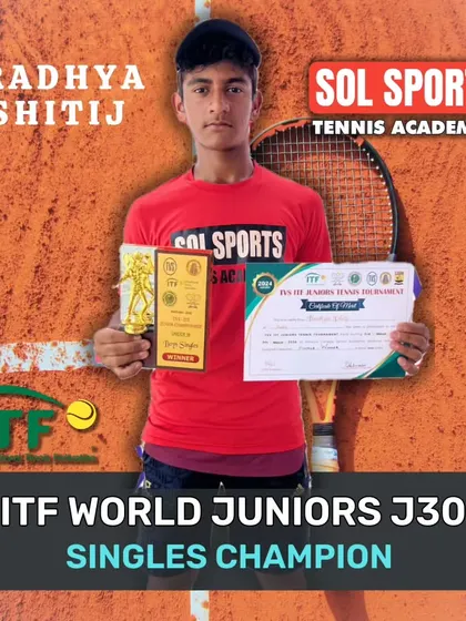 An outstanding victory for our trainee Aradhya Kshitij at the Madurai ITF J30 World Juniors, clinching the boys' singles title with a dominant performance.