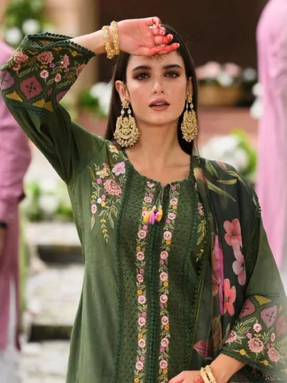Rent different jewelry for every occasion and keep your style fresh. This model looks stunning in a pair of heavy, traditional green earrings.