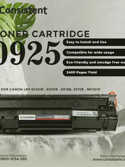 The 0925 toner cartridge is compatible with several Canon LBP models and offers a high yield of 2400 pages. It is easy to install and provides eco-friendly and smudge-free printing.