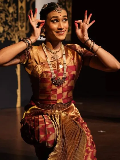 A moment of expressive abhinaya from our Sarojini Naidu production. The goal was to translate the poet's words into the visual language of Bharatanatyam.