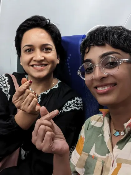 On the train to the Kerala Literature Festival with a fellow speaker. The journey itself is part of the experience.