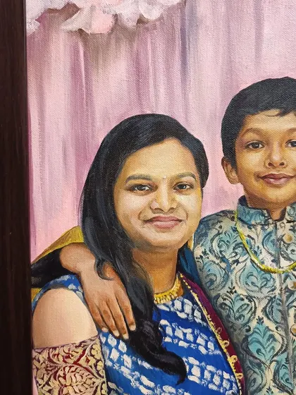 A close-up of the mother and son.