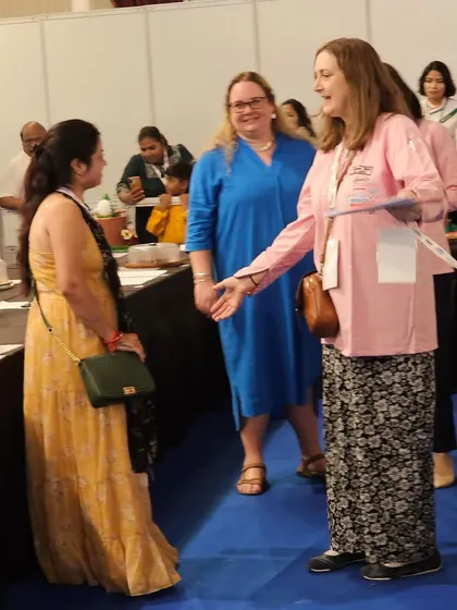 A heartfelt thank you to the respected judges for their encouragement. Here I am explaining the details of my cake during the judging process.