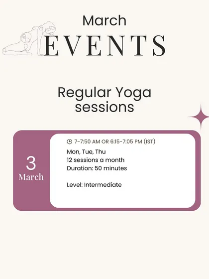 This is an example of a past monthly calendar, showing the variety of programs I offer. You can see the 'Mat & Me' intermediate classes listed alongside the foundational Postnatal Yoga Program, showing the clear path of progression I offer for mothers.