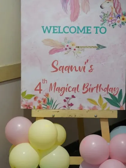 A personalized welcome sign for a "Magical Birthday," setting the unicorn theme from the start.