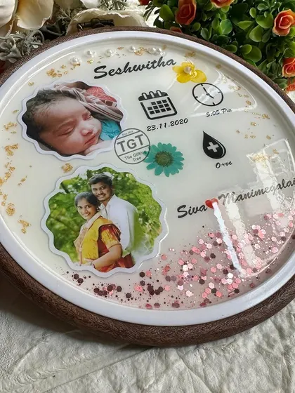 The glossy resin surface protects the photos and details, ensuring this keepsake can be passed down through generations.