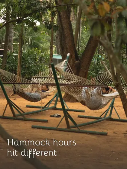 Hammock hours hit different. Find your pause in nature and enjoy the slow, quiet moments.