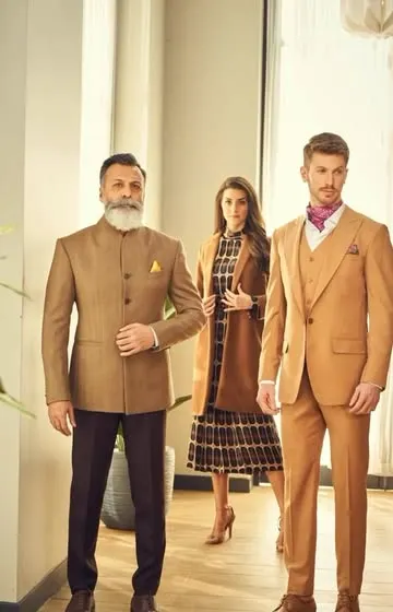Elegance in every stitch. This classic tan Jodhpuri suit brings a refined style that is both bold and sophisticated, perfect for making a lasting impression.