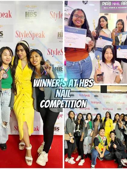 So proud of my team! A collage celebrating our winning streak at the HBS Nail Competition. When you join my academy, you join a team of winners.