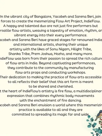 The bio that went with our TyoHaara feature, explaining our journey with IndieFlow and our mission to spread the culture of flow arts in India.