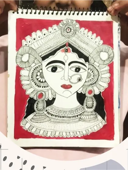 A sneak peek of a stunning Durga Mandala art piece. In this class, students learn the intricate and relaxing process of creating detailed patterns with fine-line pens.