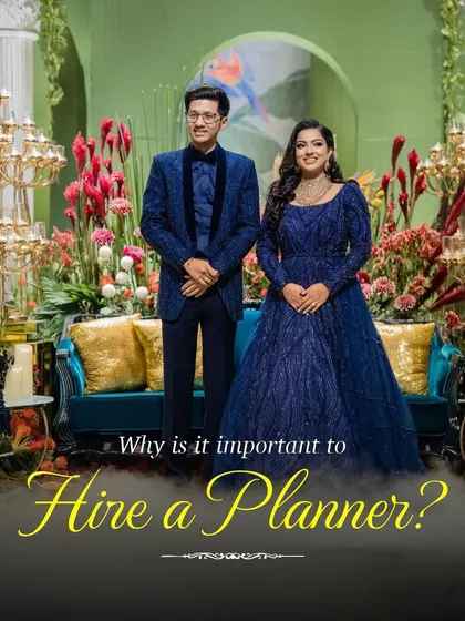 Why hire a planner? Because I turn your dreams into reality while you enjoy the process. This image shows a happy couple in a beautifully designed space, the end result of perfect planning.