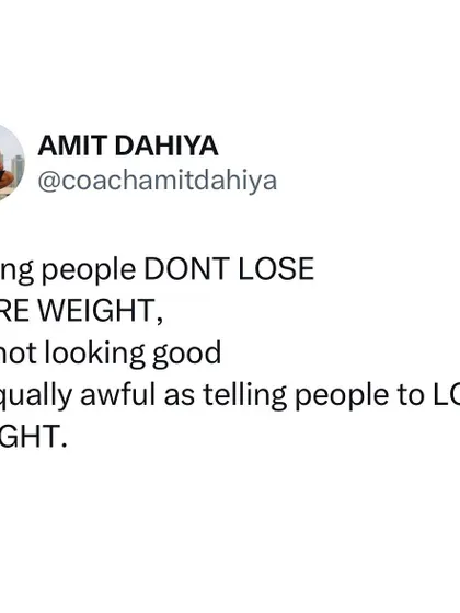A thought on body commentary. Telling someone "don't lose more weight" can be just as harmful as telling them to lose weight. Let's be more mindful of our words.