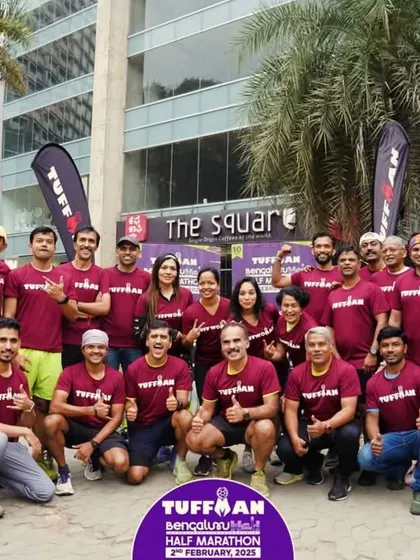 A group photo from the Tuffman "Greet, Meet & Eat" event. It's always great to connect with the larger running community in Bangalore.