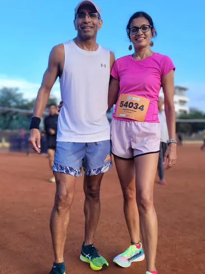 Another post race photo with a running buddy. We push each other in training and celebrate together at the finish line.