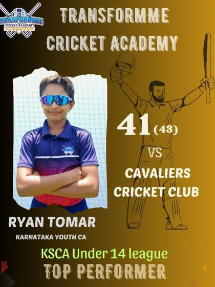 Ryan Tomar's important contribution with the bat in the KSCA U-14 league.