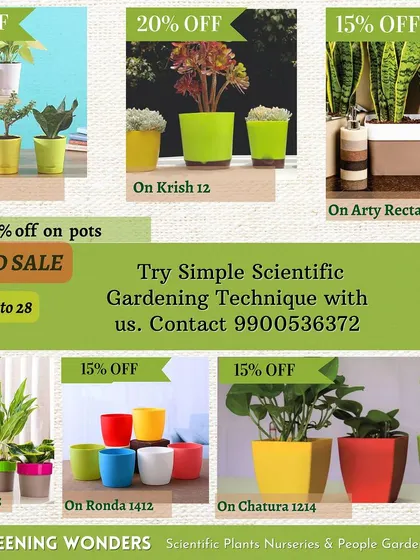 A duplicate of our year-end sale flyer for colorful plastic pots, perfect for adding a bright touch to your balcony or indoor garden.