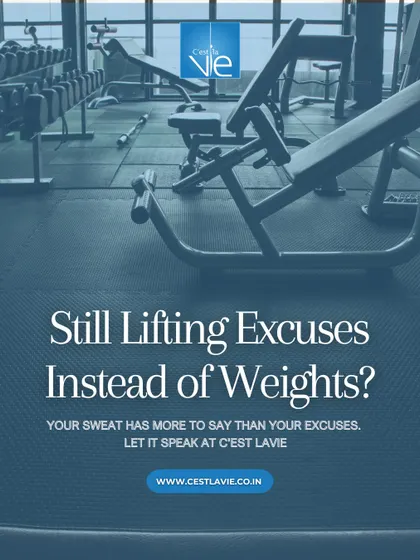 Are you still lifting excuses instead of weights? This image of our gym floor serves as a reminder that your sweat speaks louder than your excuses. Let it speak at C'est La Vie.