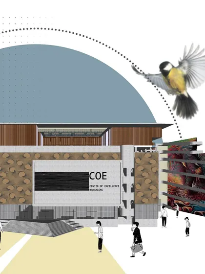 The cover image for the COE proposal, summarizing the vision of a built habitat where land and building contribute equally to the spatial and ecological experience.