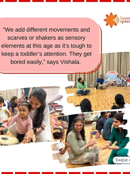 We use movements, scarves, and shakers as sensory elements to keep toddlers engaged, as their attention spans are short.