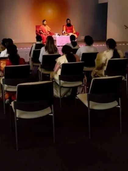 A view of the stage and audience from the back of the hall during our Sydney event. This shows the scale of our international programs.