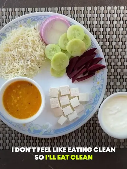 Discipline is choosing to eat clean even when you don't feel like it. A balanced plate of rice, dal, paneer, and salad fuels my body and goals.