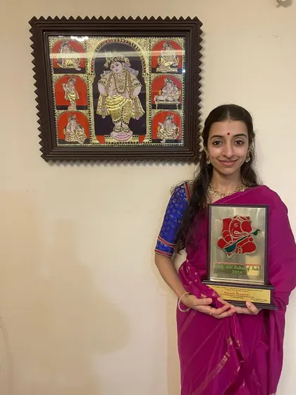 My dear Deepta Seshadri with her "Natya Chemmal award." I am so proud to see her talent and dedication being celebrated.