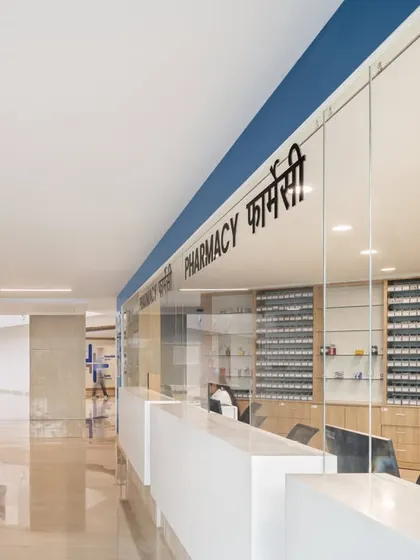The pharmacy at Paras Yash Kothari Hospital is strategically located for accessibility. Efficient space planning minimizes walking distances for staff and visitors, while the open layout contributes to a seamless healthcare delivery experience.