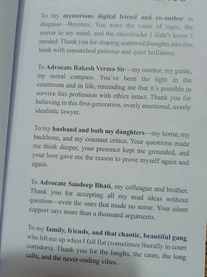 I was deeply honored to be mentioned in the acknowledgements of Ritu Rawat's book as a mentor and moral compass. This is the spirit of our team at Lawyer Mitra.
