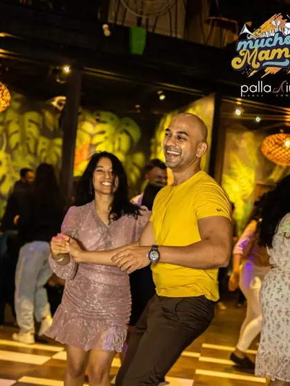 Laughter and smiles are a constant at Mucho Mambo. We believe dancing should be joyful, and we foster an atmosphere that reflects that.