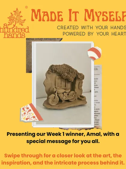 Meet our first week's winner, Amal, who created this stunning ceramic clay piece. Swipe to see the art and the inspiration behind it.