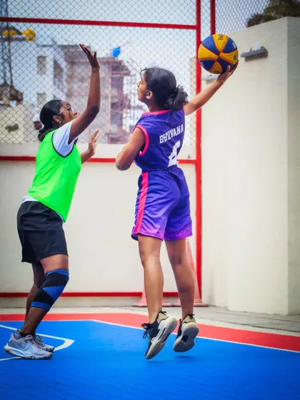 A player executes a perfect jump shot during a JBL game. I focus on developing strong fundamentals and creating opportunities for athletes to shine under pressure.