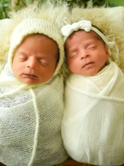 Double the love, double the joy. I have special experience in safely posing and photographing newborn twins, capturing their unique bond from the very beginning.