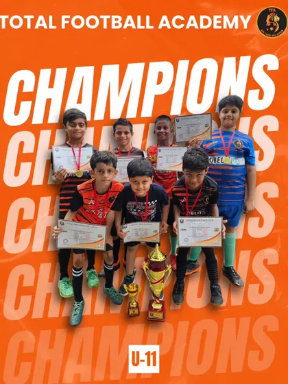 Our U11 team celebrating their championship at the Dazzlers Futsal Cup 2024.