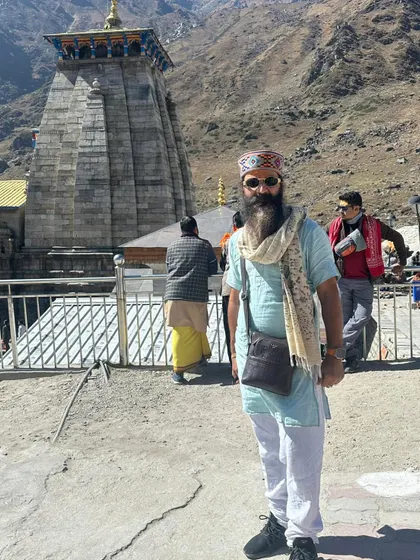 Standing before the ancient and powerful Kedarnath temple. The energy in such places is palpable, and it is a blessing to be able to visit and offer my prayers.