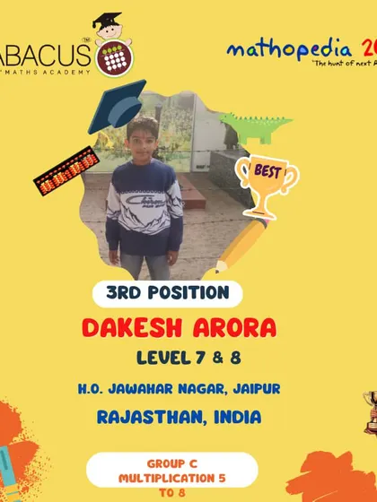 Dakesh Arora from our Jaipur head office, another 3rd Position winner.