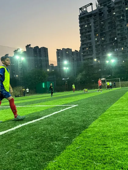 Training under the lights. Our sessions continue after sunset, allowing players to practice in a different atmosphere.