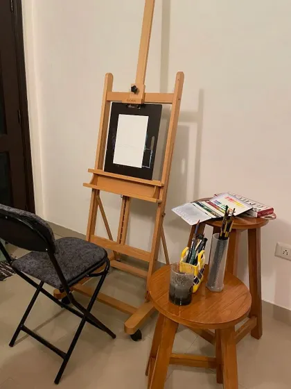My easel, waiting for a new canvas. This simple setup is where so many of my dreams take shape.