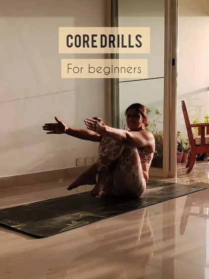 This twisted variation of Boat Pose is another great core drill for beginners. It not only strengthens the abdominals but also engages the obliques for a more complete core workout.
